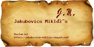 Jakubovics Miklós névjegykártya
